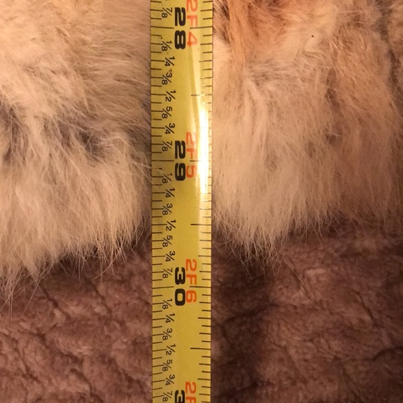 100% Real Fur Rabbit Vest Size S/M White Brown Silk Polyester Inside. Hip length - Picture 9 of 15